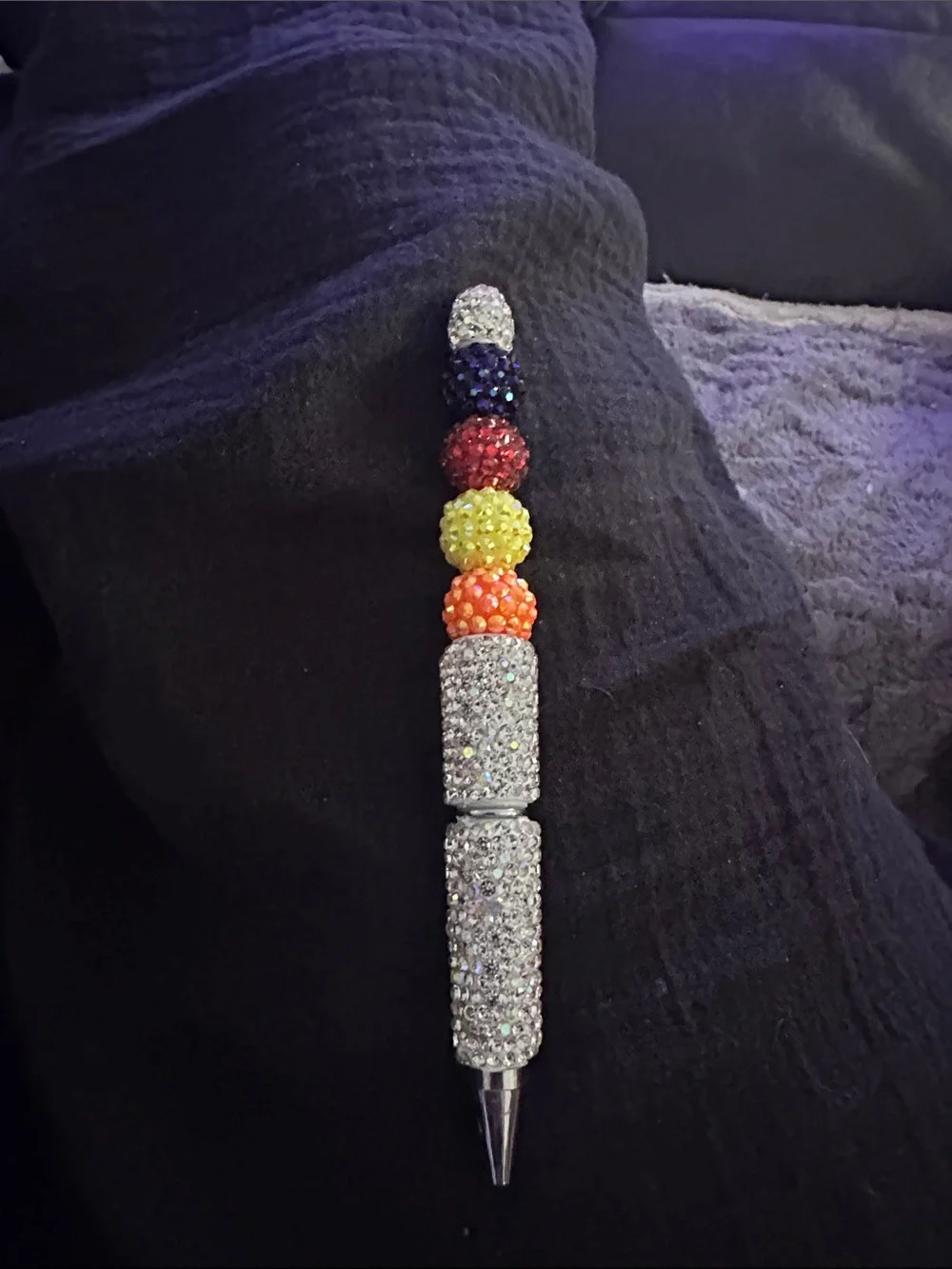 Crystal and Rainbow Bead Glam Ballpoint Pen - Multicolor